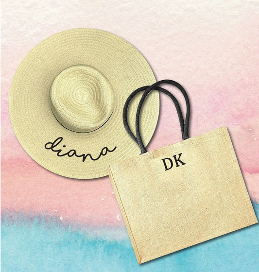 Set za plažu ime+incijali (ceker + šešir)