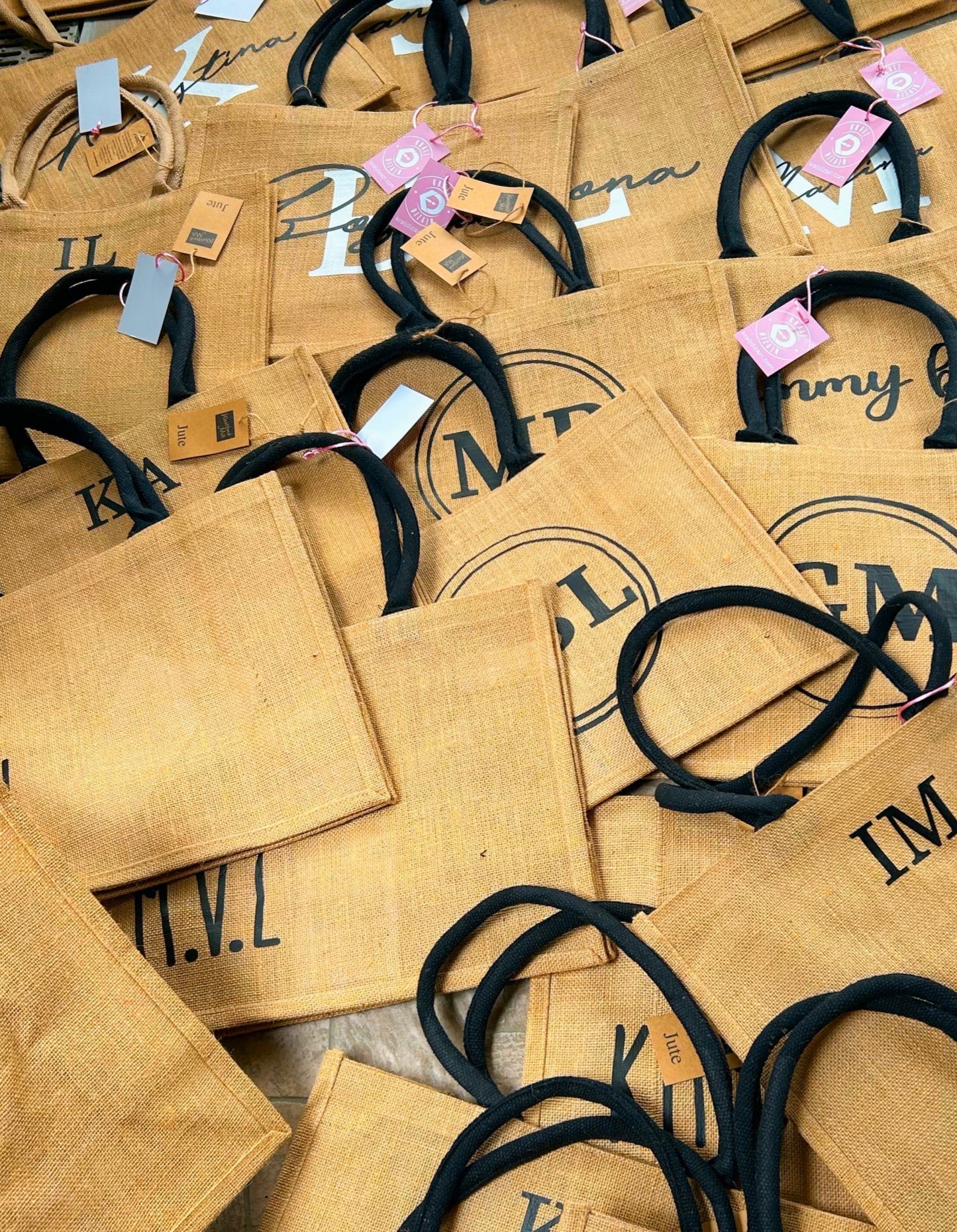 Personalized jute tote