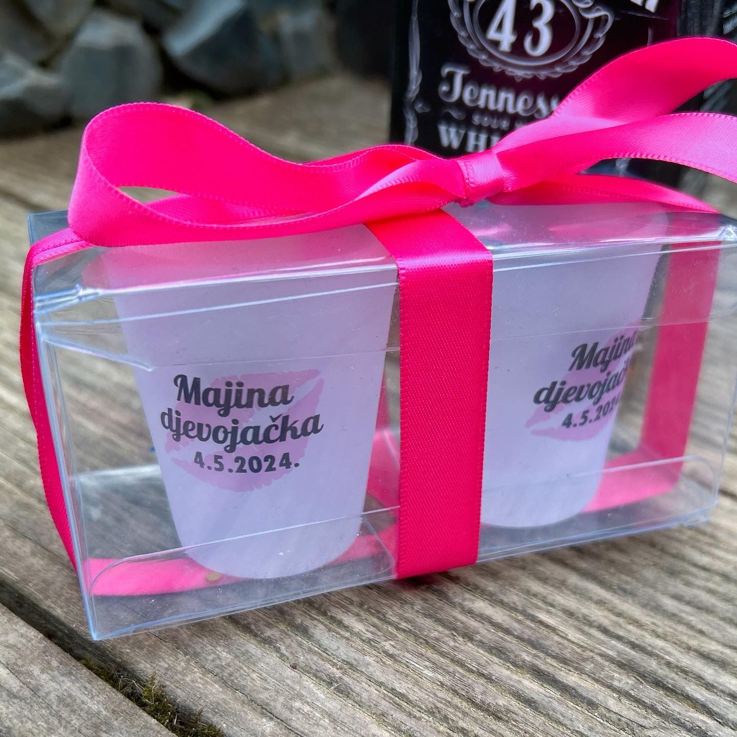 A set of personalized shooter cups
