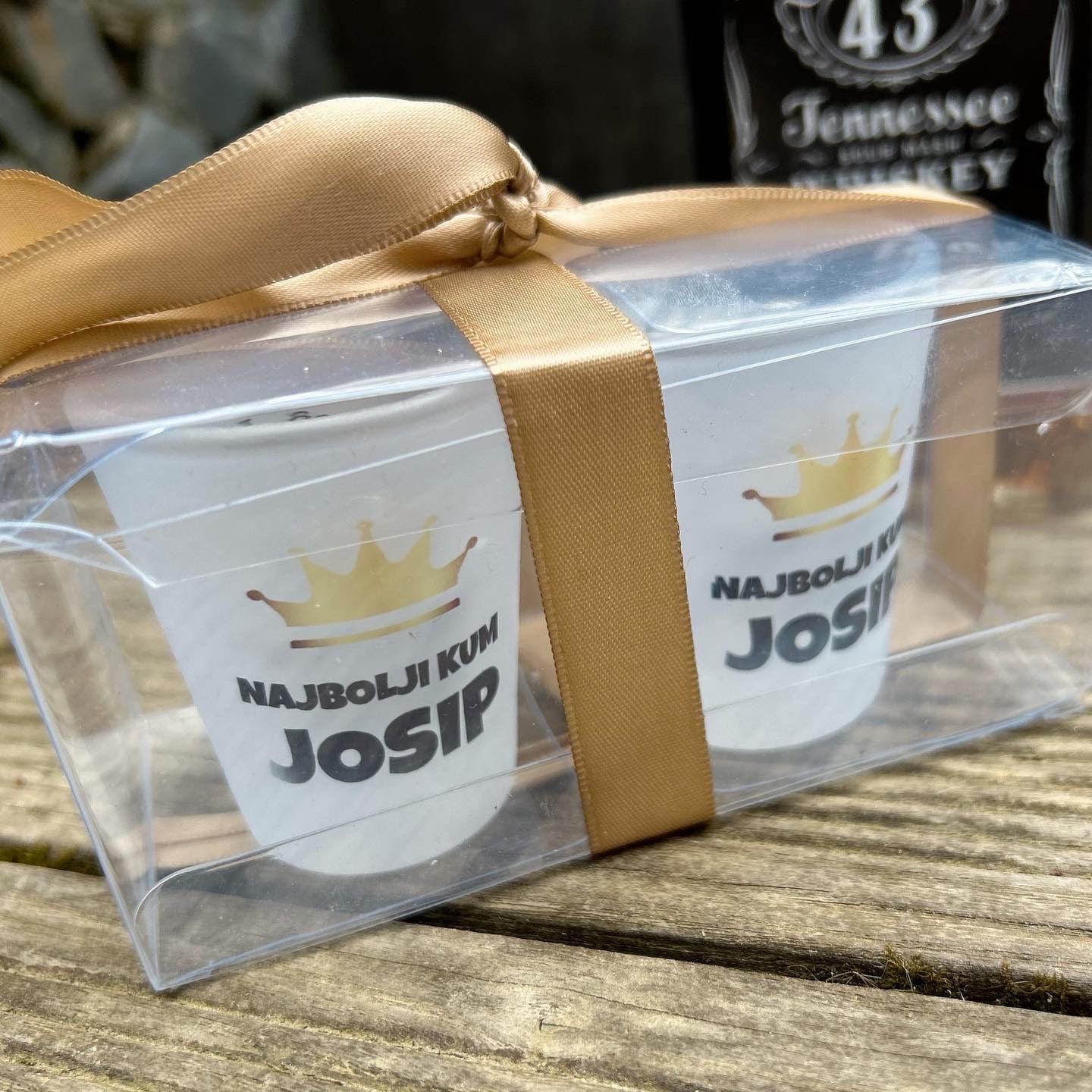 A set of personalized shooter cups
