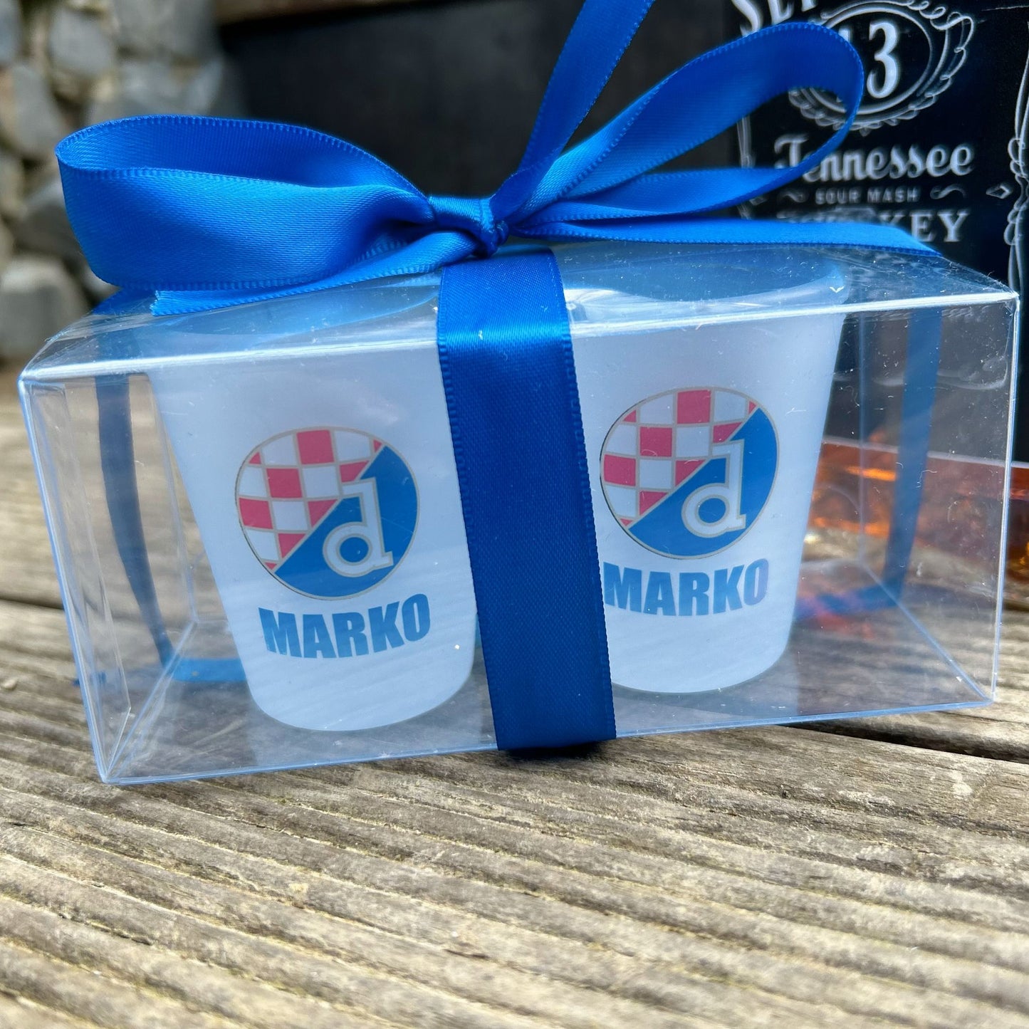 A set of personalized shooter cups