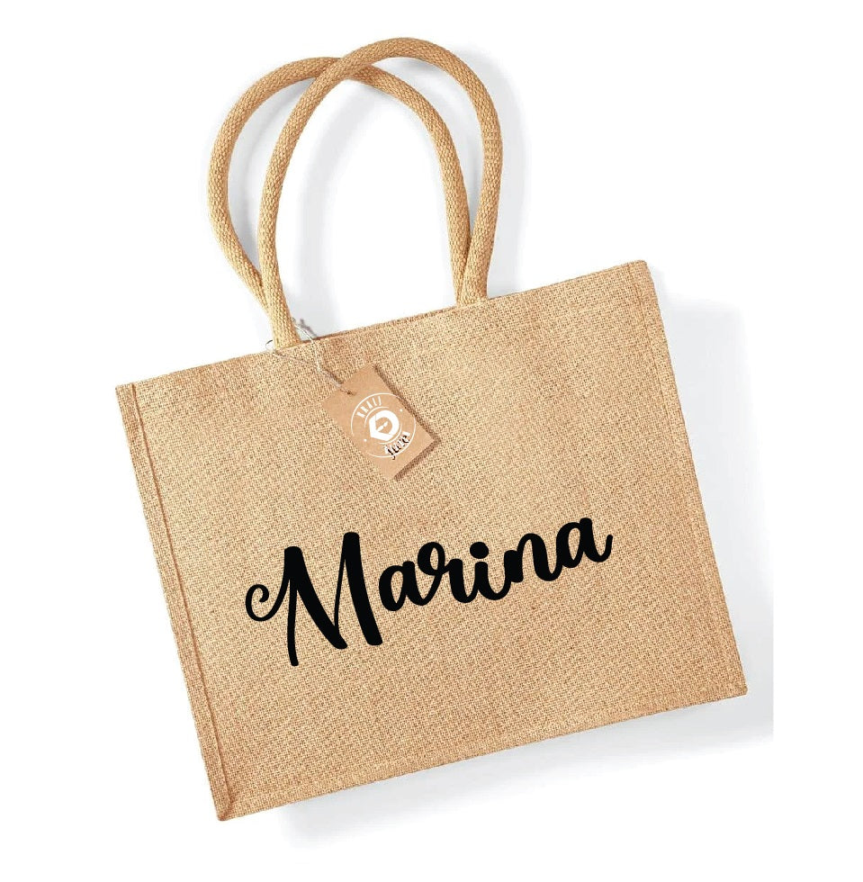 Personalized jute tote