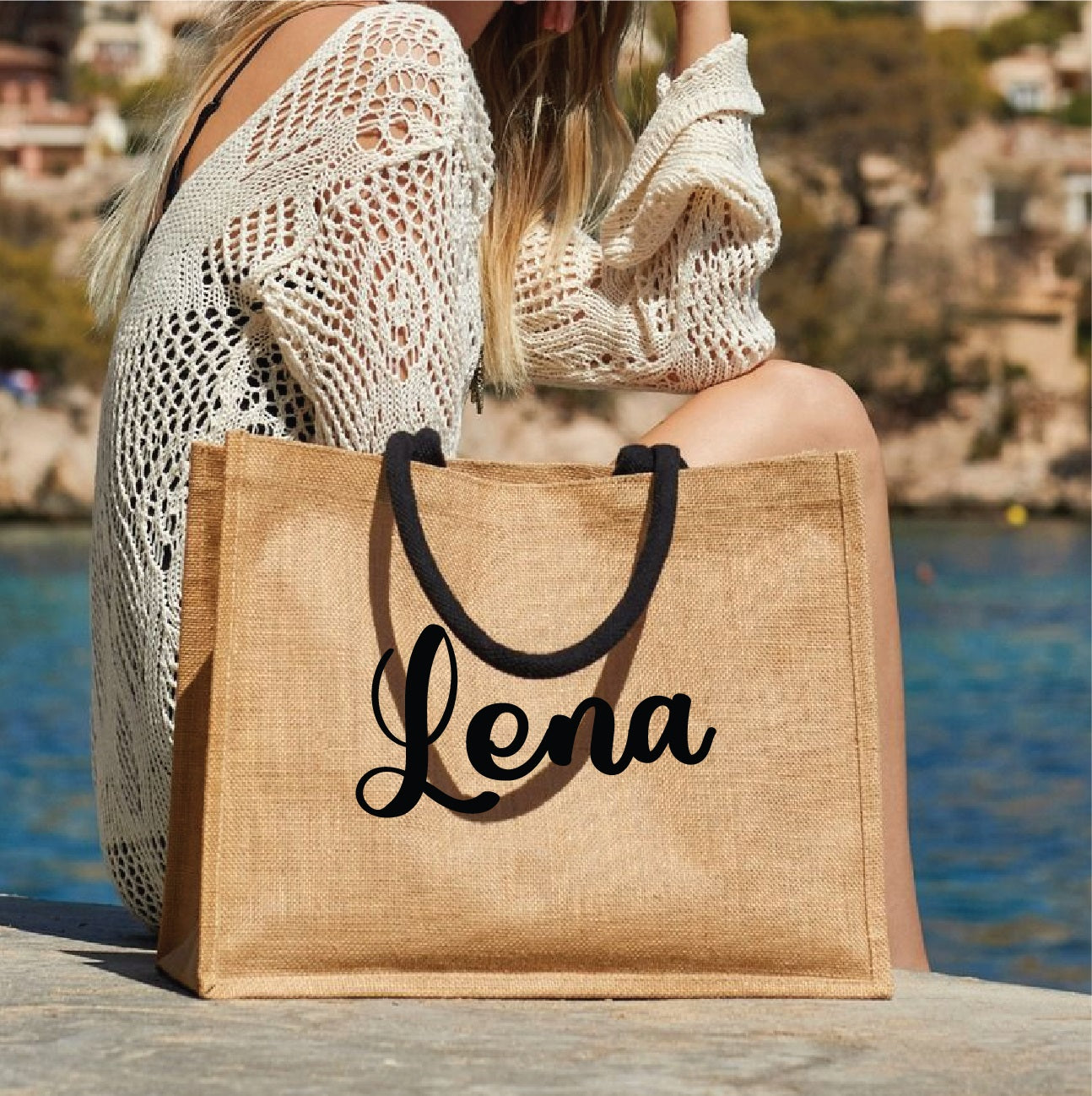 Personalized jute tote