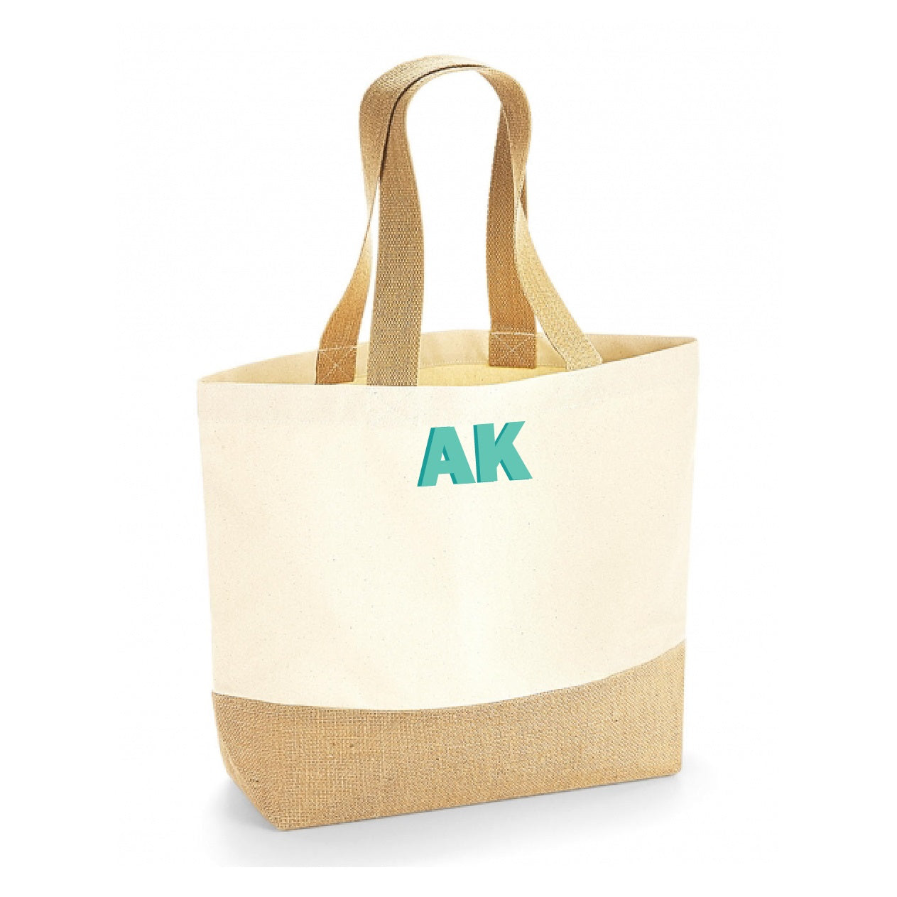 Jutena canvas torba - šareni monogram