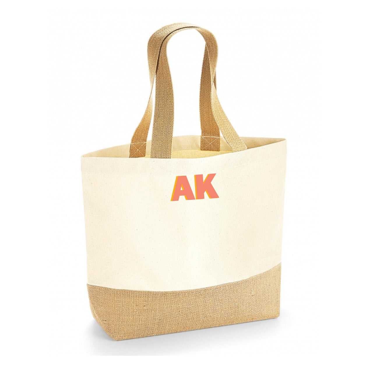 Jutena canvas torba - šareni monogram