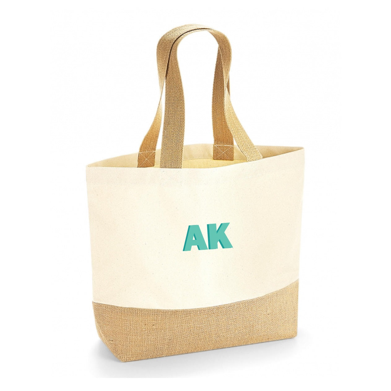 Jutena canvas torba - šareni monogram