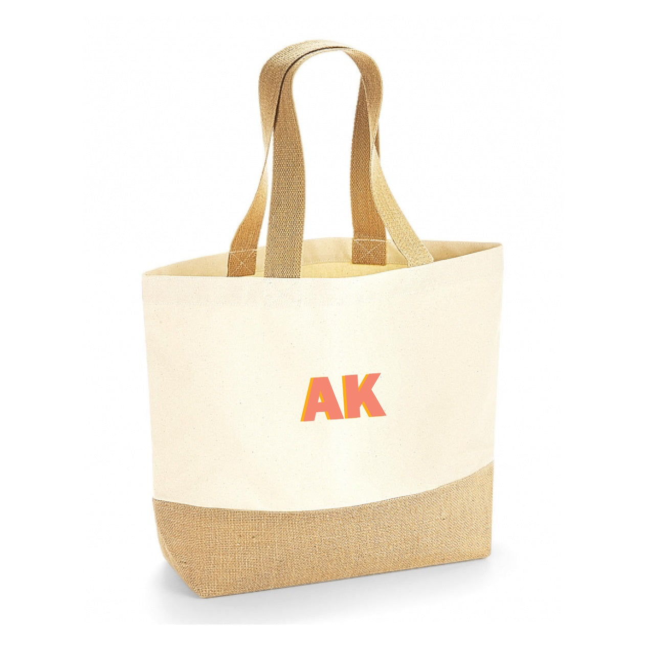 Jutena canvas torba - šareni monogram