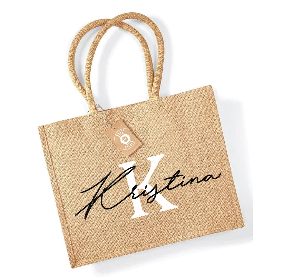 Personalized jute tote