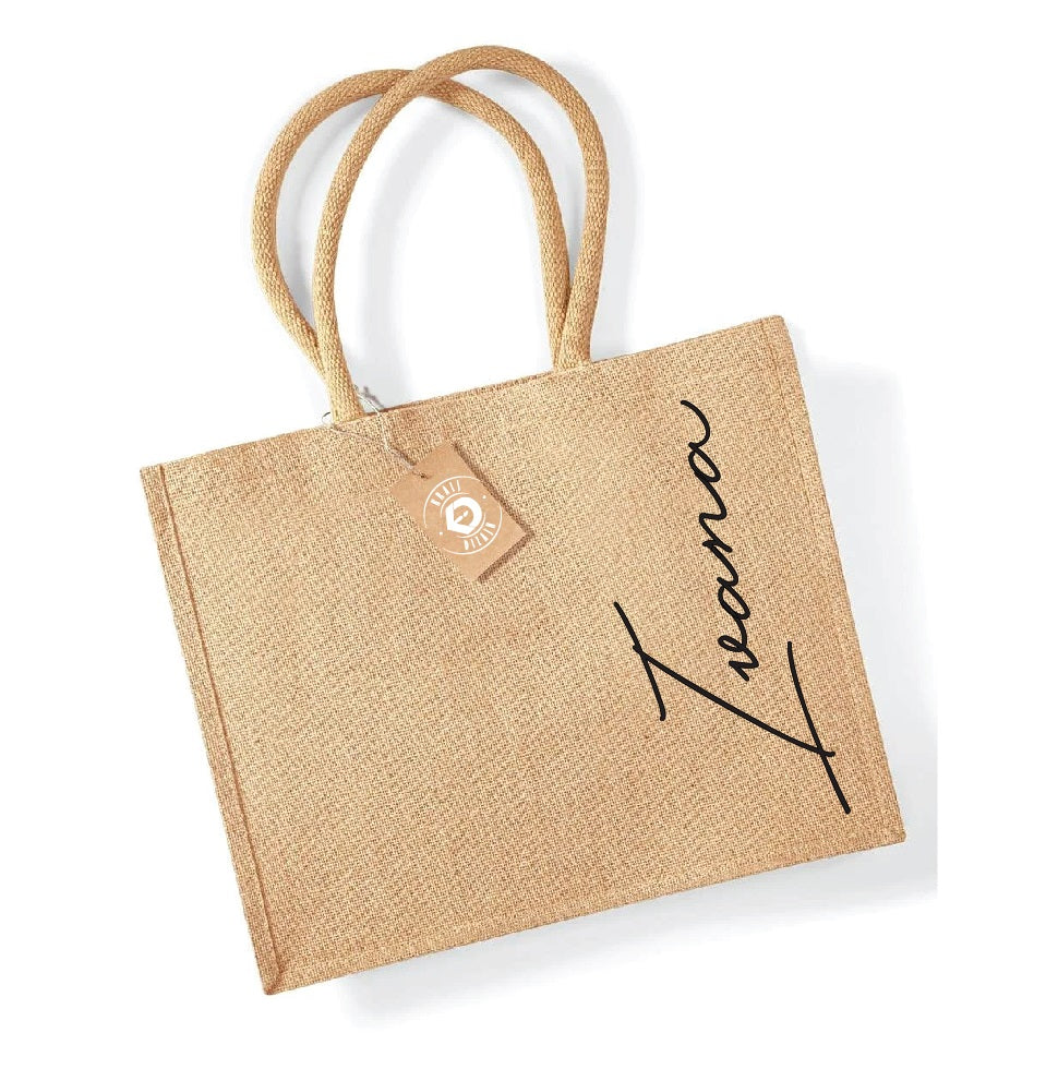 Personalized jute tote