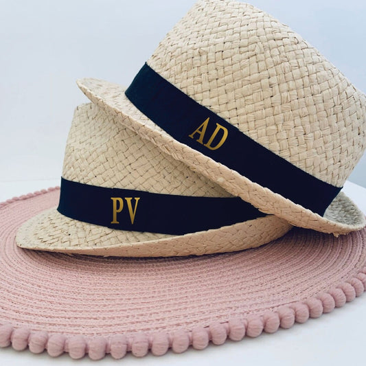 Beach hat with initials - festive